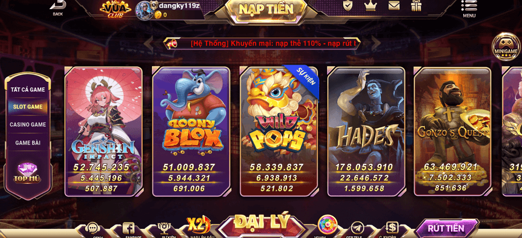 Giới thiệu sảnh game Slot VuaClub